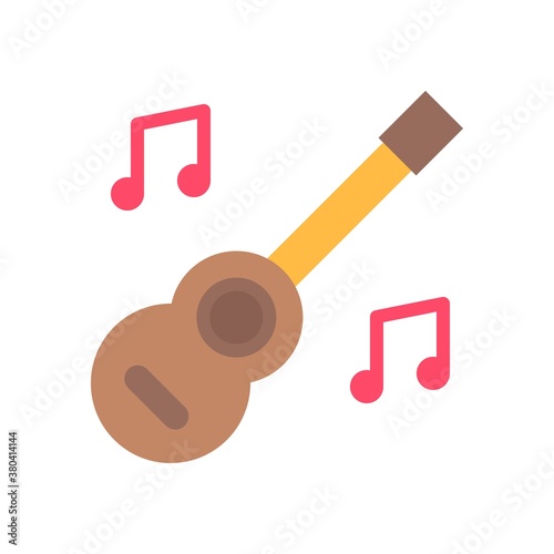 Hawaii icon related hawaii trip guitar with singing signs vector in flat style,