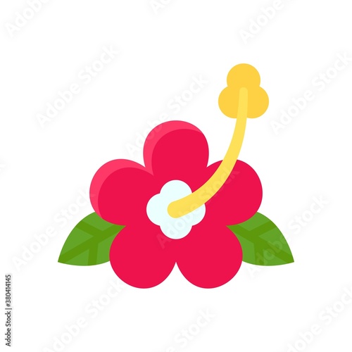 Hawaii icon related hawaii flower or hibicus with leaves vector in flat style,