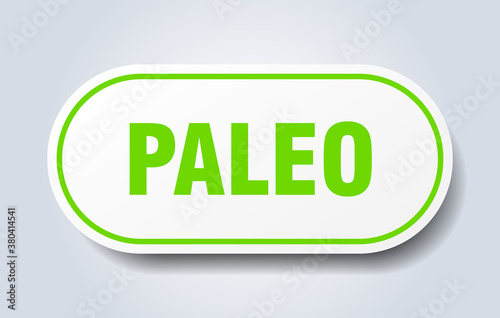 paleo sign. rounded isolated button. white sticker