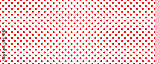 Red, polka dot jersey pattern. Pois, polka dots memphis style. Flat vector seamless dotted pattern. Vintage, abstract geometric wallpaper or banner. Christmas ( xmas ). Point, round signs.