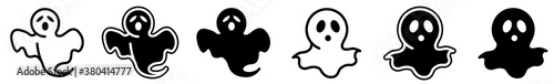 Ghost Icon Black | Ghosts Illustration | Spooky Halloween Symbol | Haunting Logo | Scary Sign | Isolated | Variations