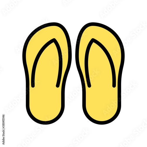 summer beach or holiday related summer beach slippers or footwear vector with editable stroke,