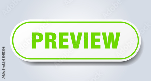 preview sign. rounded isolated button. white sticker