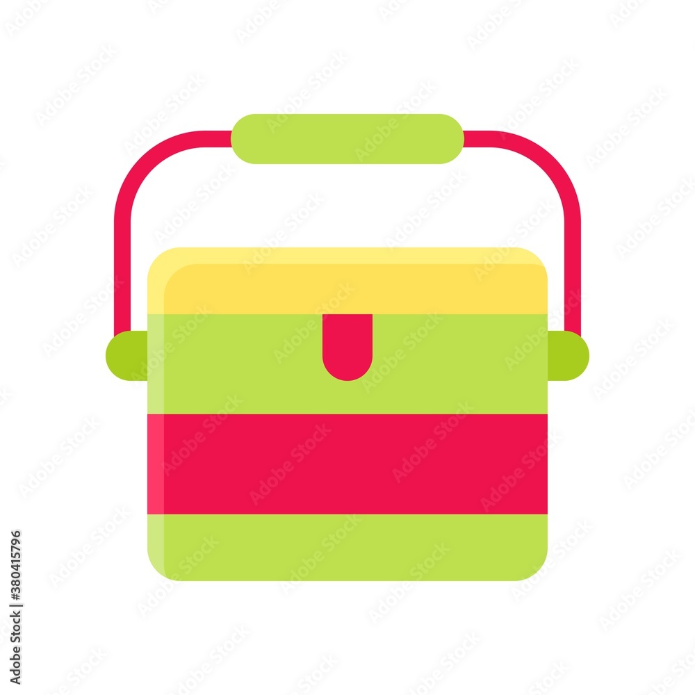 summer beach or holiday related summer beach lunch box with handle vector in flat style, summer beach or holiday related summer beach lunch box with handle vector in flat style,