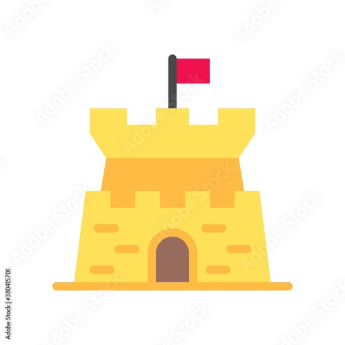 summer beach or holiday related summer sale or summer palace building with flag vector in flat style,