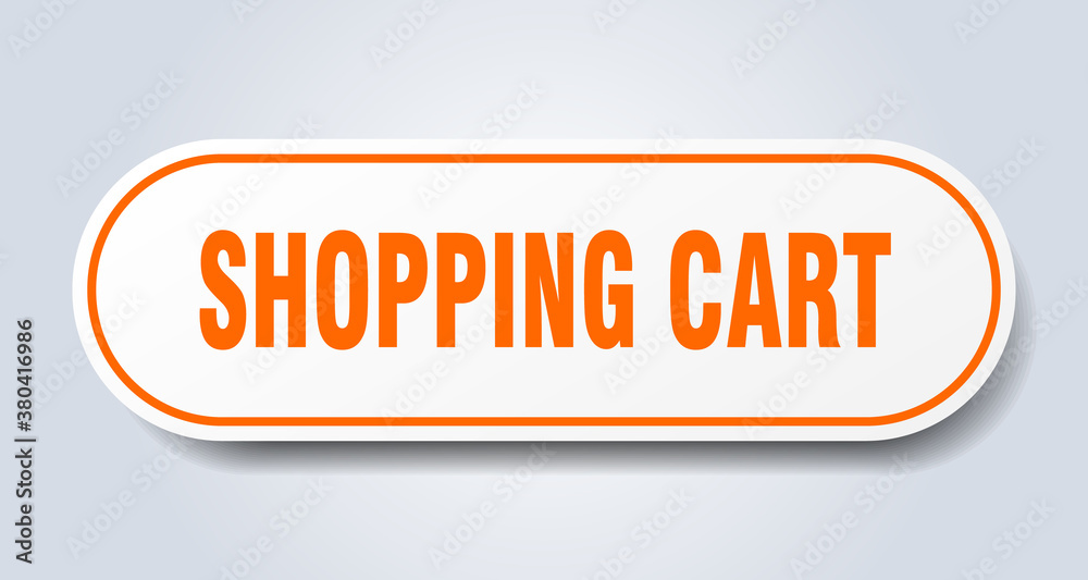 shopping cart sign. rounded isolated button. white sticker shopping cart sign. rounded isolated button. white sticker