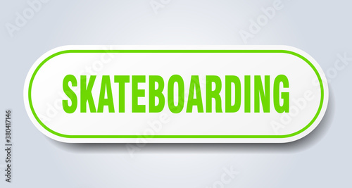skateboarding sign. rounded isolated button. white sticker