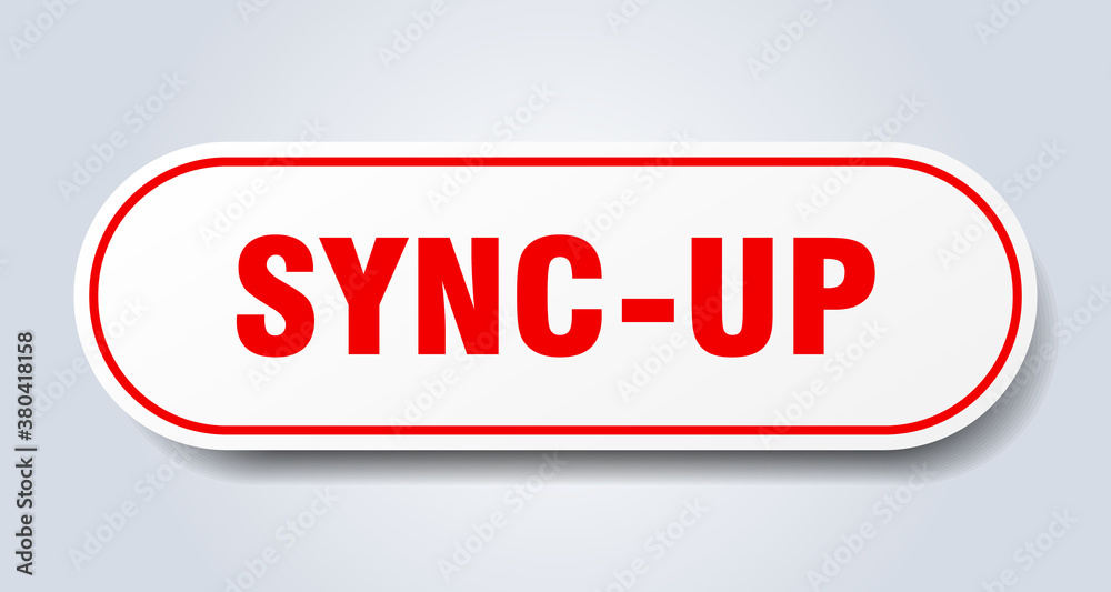 sync-up sign. rounded isolated button. white sticker sync-up sign. rounded isolated button. white sticker