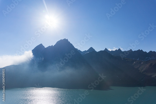 The lake of sabbioni, between the alps of the val formazza, during a summer day, near the town of Riale, Italy - July 2020. photo