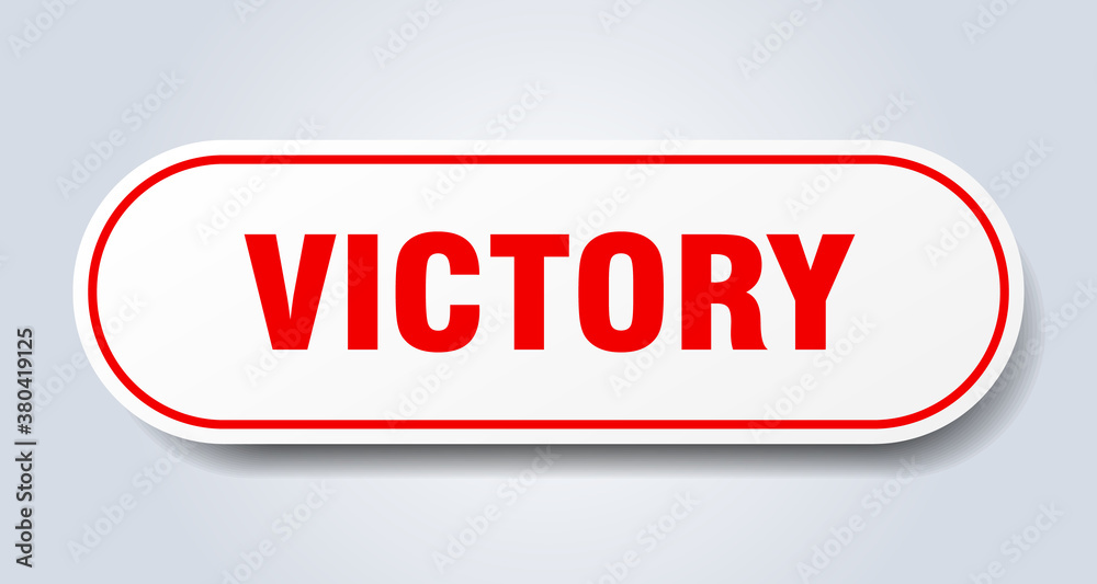 victory sign. rounded isolated button. white sticker victory sign. rounded isolated button. white sticker