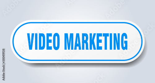 video marketing sign. rounded isolated button. white sticker
