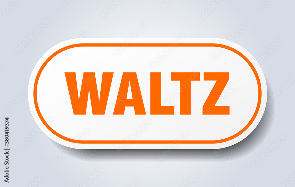 waltz sign. rounded isolated button. white sticker waltz sign. rounded isolated button. white sticker
