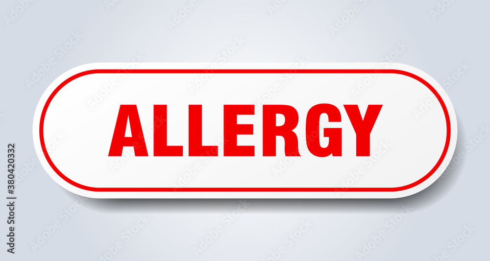 allergy sign. rounded isolated button. white sticker allergy sign. rounded isolated button. white sticker