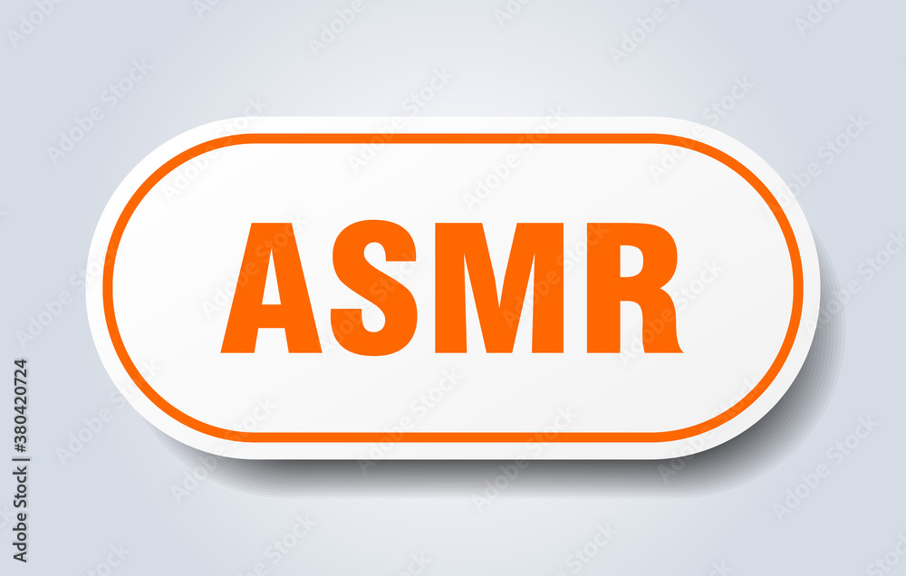 asmr sign. rounded isolated button. white sticker asmr sign. rounded isolated button. white sticker