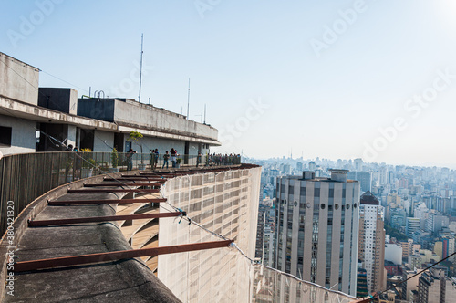 Urban view of Sao Paulo from Copan building with it's stairs in highlight © Colozio