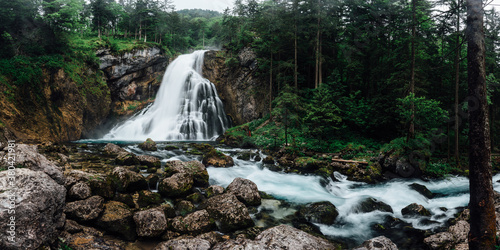 Panorama of Gollinger waterfall photo