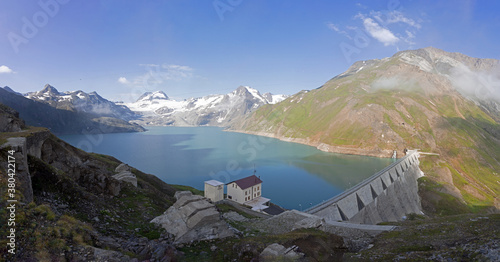 The lake of sabbioni, between the alps of the val formazza, during a summer day, near the town of Riale, Italy - July 2020. photo