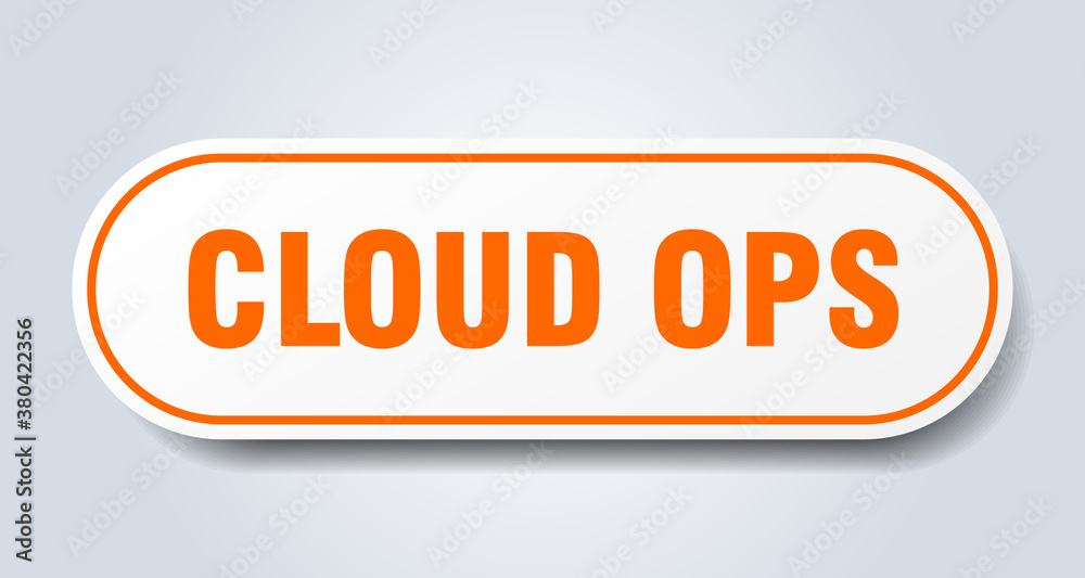cloud ops sign. rounded isolated button. white sticker cloud ops sign. rounded isolated button. white sticker