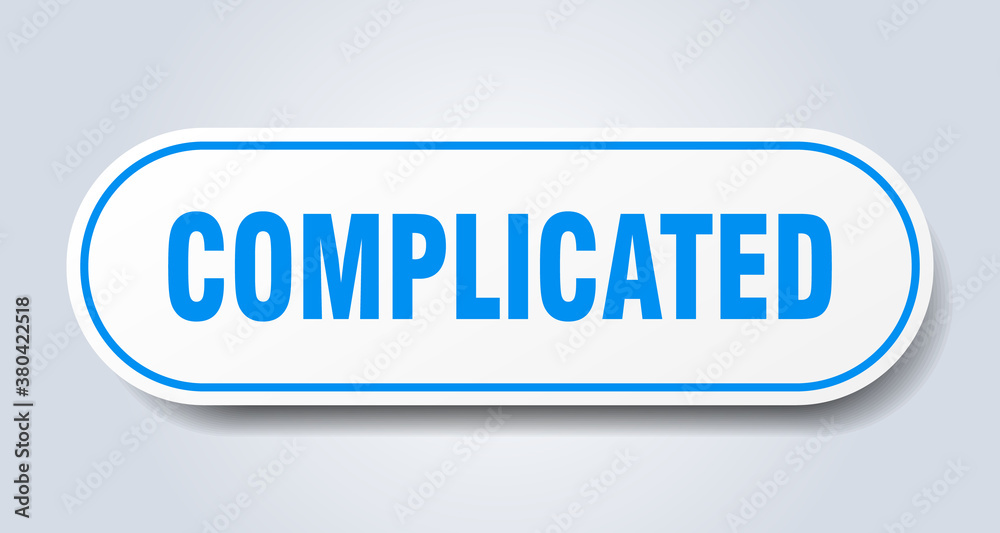complicated sign. rounded isolated button. white sticker complicated sign. rounded isolated button. white sticker