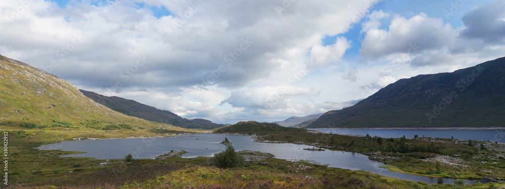 Panoramic picture of Loch Cluanie in the Scottish highlands