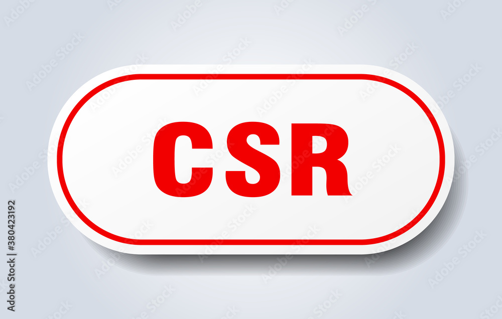csr sign. rounded isolated button. white sticker csr sign. rounded isolated button. white sticker