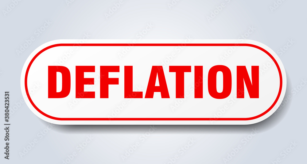 deflation sign. rounded isolated button. white sticker deflation sign. rounded isolated button. white sticker