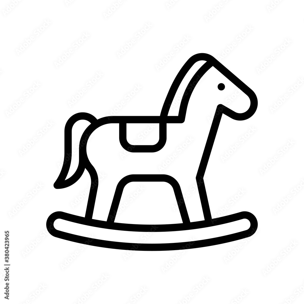 baby toy related rocking horse with slide and hairs for kids vectors in lineal style,