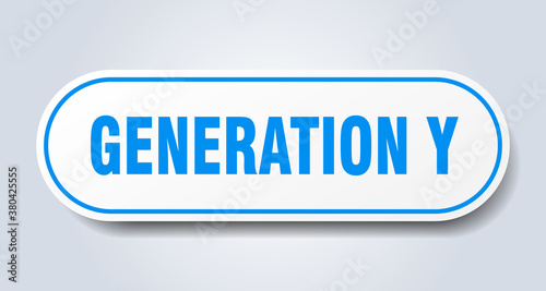 generation y sign. rounded isolated button. white sticker