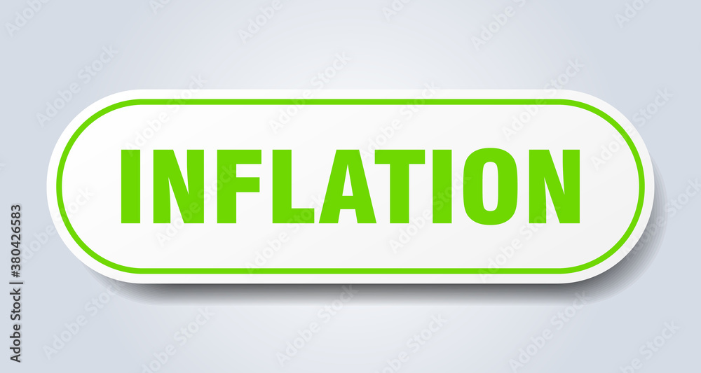 inflation sign. rounded isolated button. white sticker inflation sign. rounded isolated button. white sticker