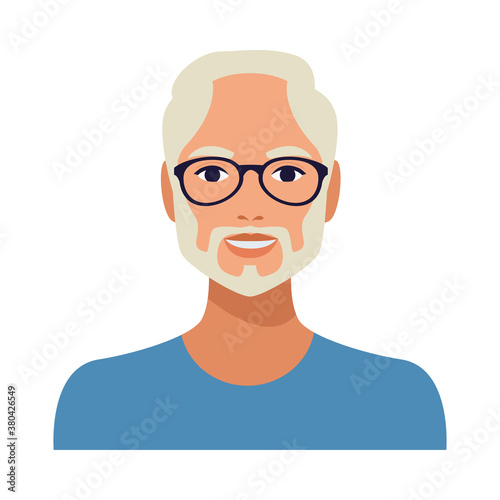 old man with beard wearing glasses avatar character