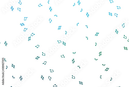 Light Blue, Green vector pattern with music elements.