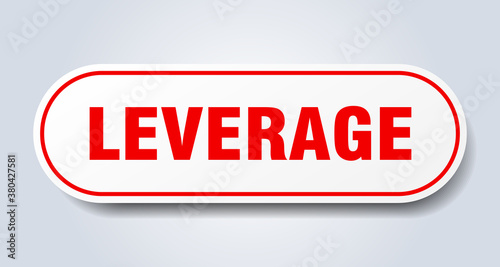 leverage sign. rounded isolated button. white sticker
