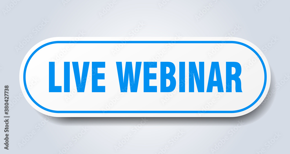 live webinar sign. rounded isolated button. white sticker live webinar sign. rounded isolated button. white sticker