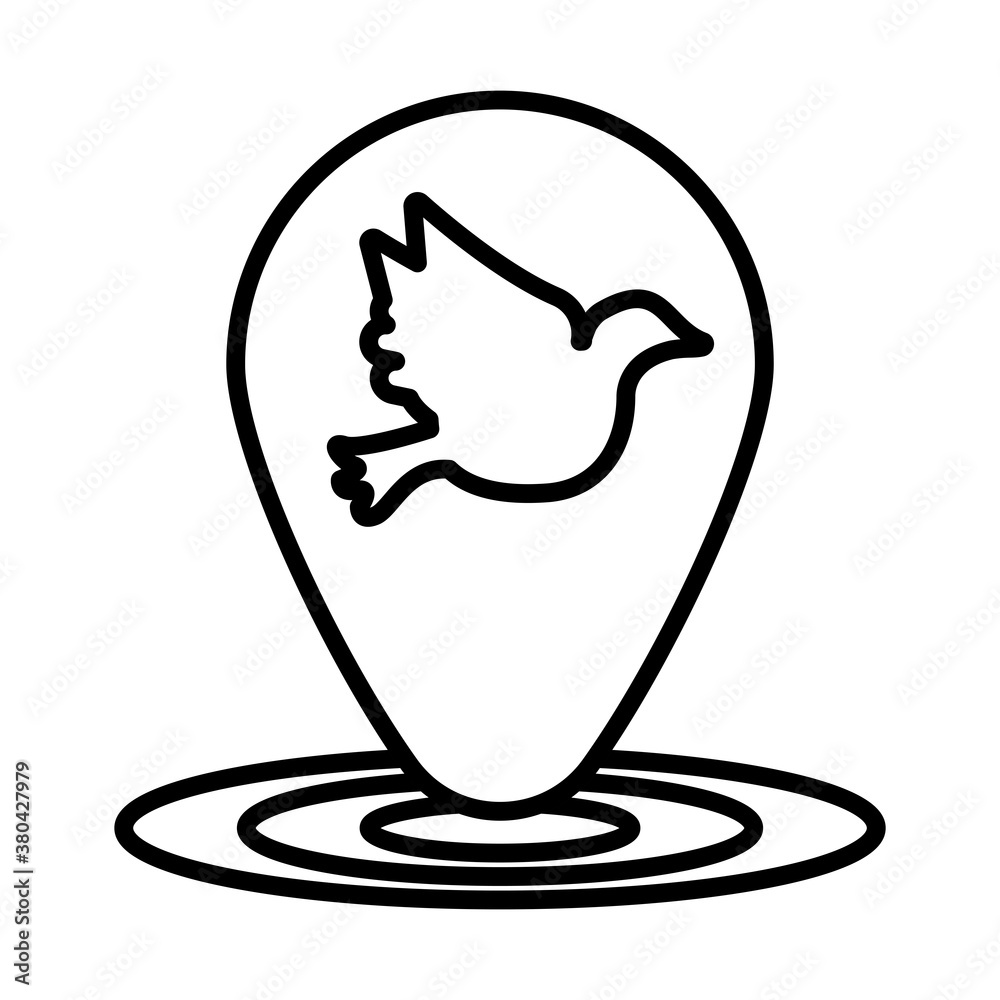 Obraz premium peace dove flying in pin location line style icon