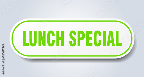 lunch special sign. rounded isolated button. white sticker