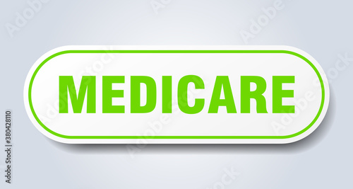 medicare sign. rounded isolated button. white sticker