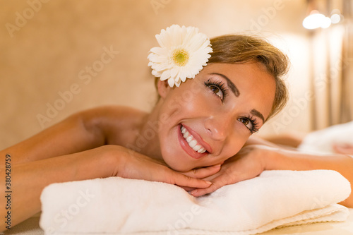 Young girl at spa salon.