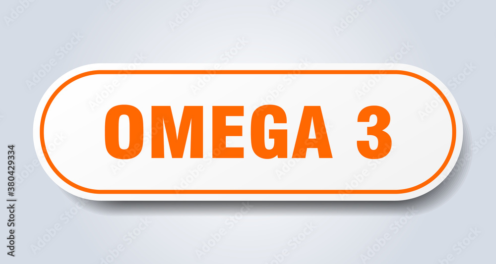 omega 3 sign. rounded isolated button. white sticker omega 3 sign. rounded isolated button. white sticker