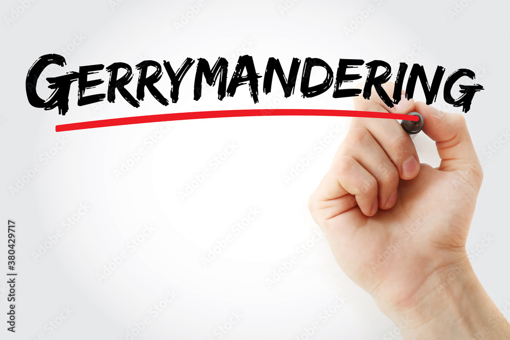 Fototapeta premium Gerrymandering text with marker, concept background