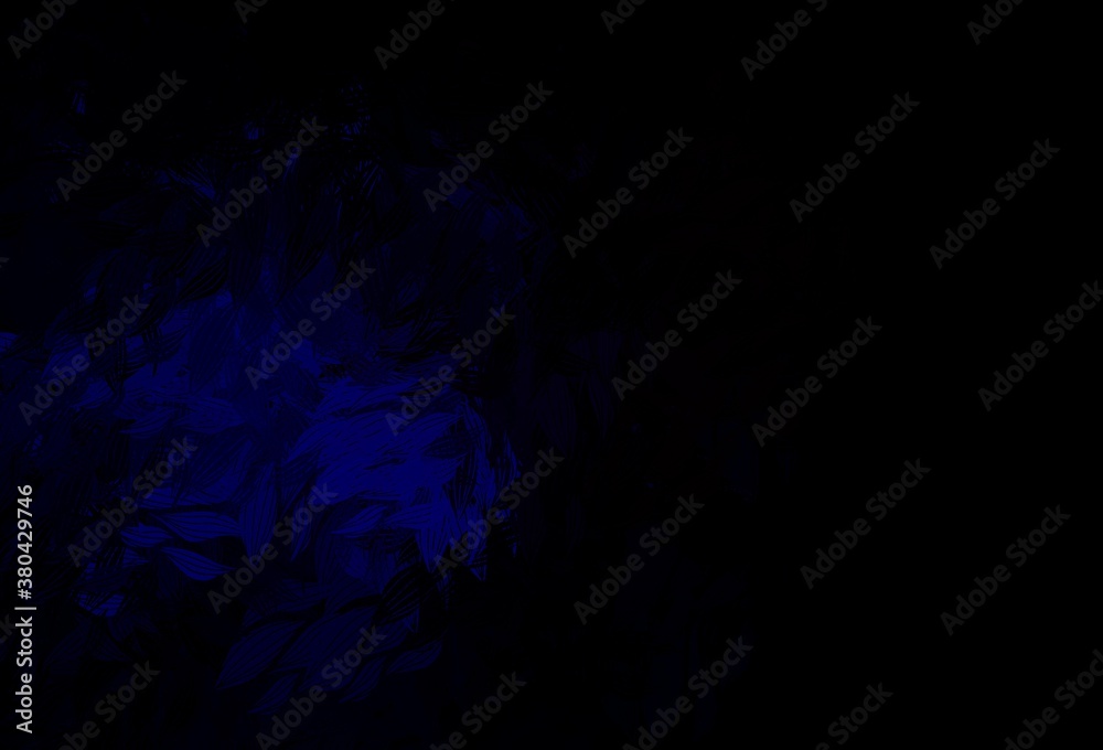 Dark Blue, Red vector doodle pattern with leaves.