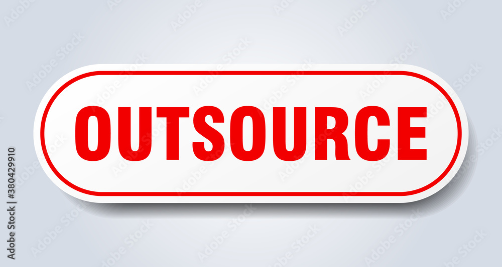 outsource sign. rounded isolated button. white sticker outsource sign. rounded isolated button. white sticker