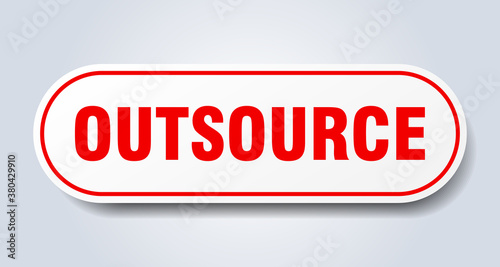 outsource sign. rounded isolated button. white sticker
