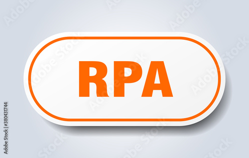 rpa sign. rounded isolated button. white sticker