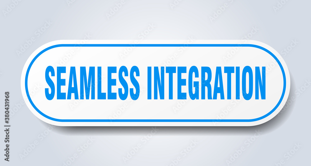 seamless integration sign. rounded isolated button. white sticker