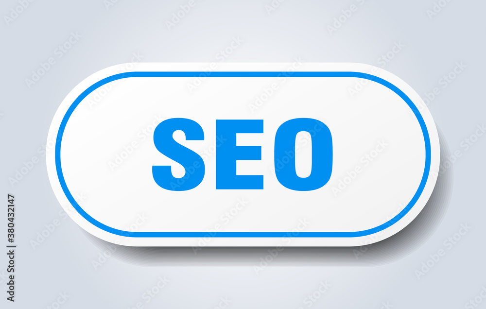 seo sign. rounded isolated button. white sticker seo sign. rounded isolated button. white sticker