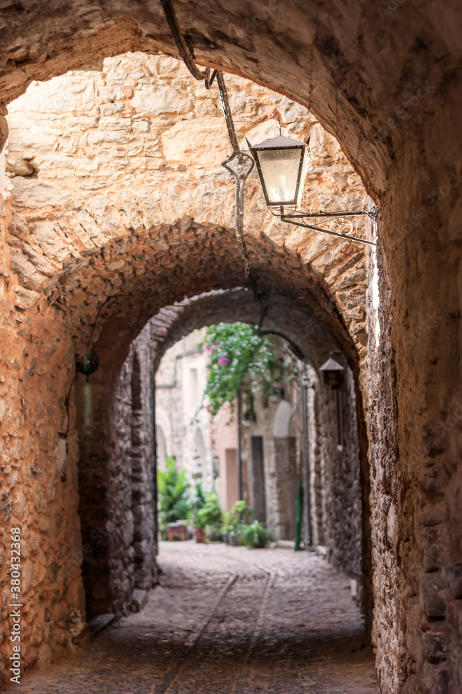 Arched Narrow Street in a Medieval Village Arched Narrow Street in a Medieval Village