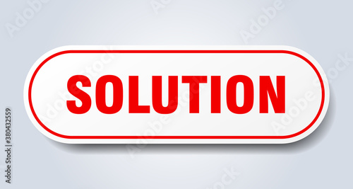solution sign. rounded isolated button. white sticker
