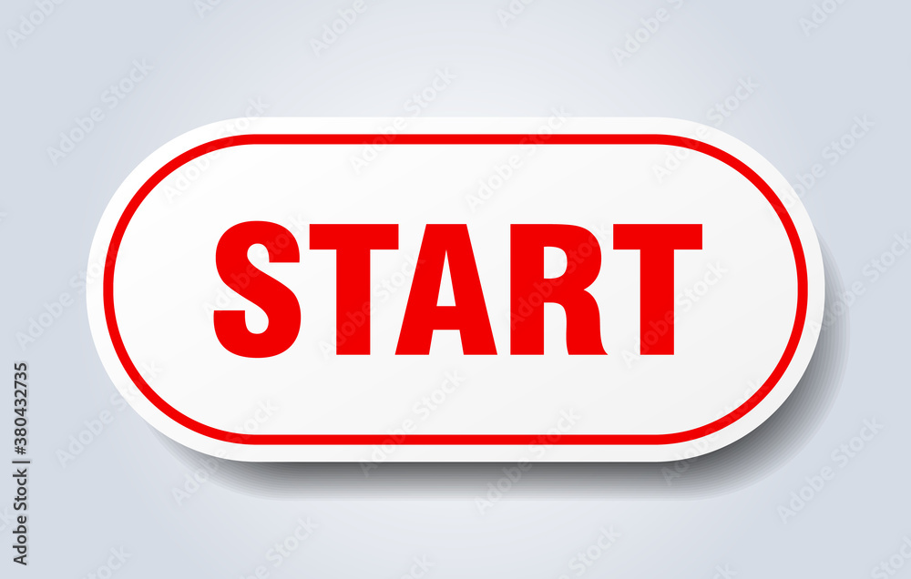 start sign. rounded isolated button. white sticker start sign. rounded isolated button. white sticker