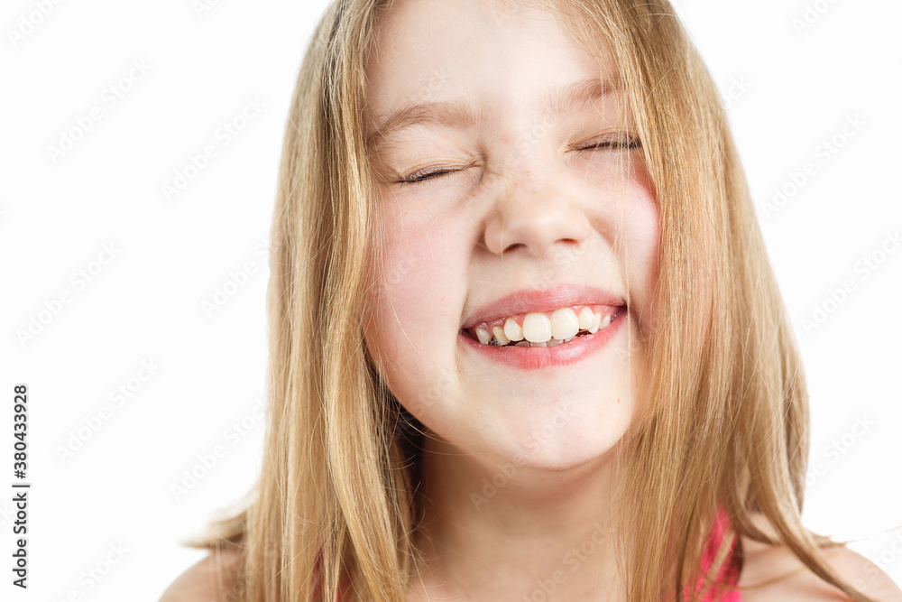 portrait of cute little girl on isolated white portrait of cute little girl on isolated white