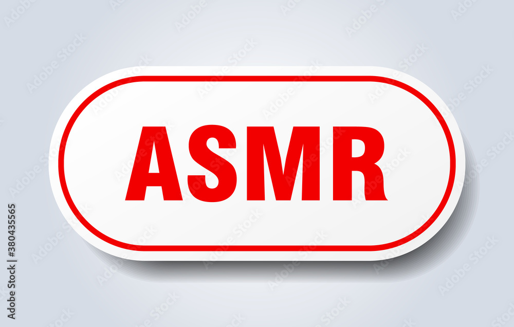 asmr sign. rounded isolated button. white sticker asmr sign. rounded isolated button. white sticker